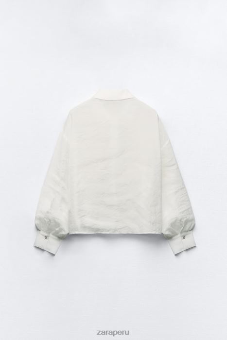 Zara mujer camisa semitransparente con pedrería BDP8J348 ropa crudo