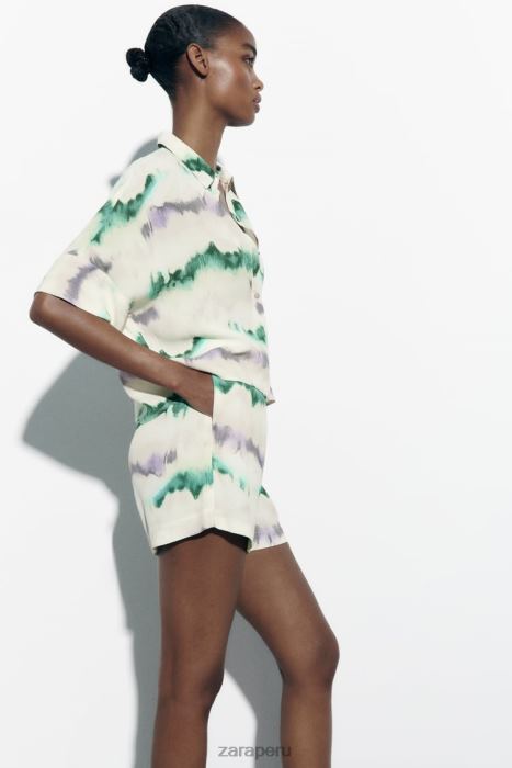 Zara mujer camisa teñida de corbata BDP8J406 ropa multicolor