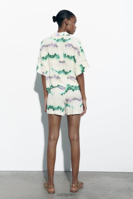 Zara mujer camisa teñida de corbata BDP8J406 ropa multicolor