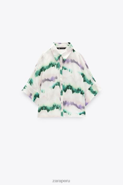 Zara mujer camisa teñida de corbata BDP8J406 ropa multicolor