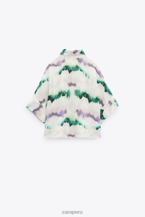 Zara mujer camisa teñida de corbata BDP8J406 ropa multicolor