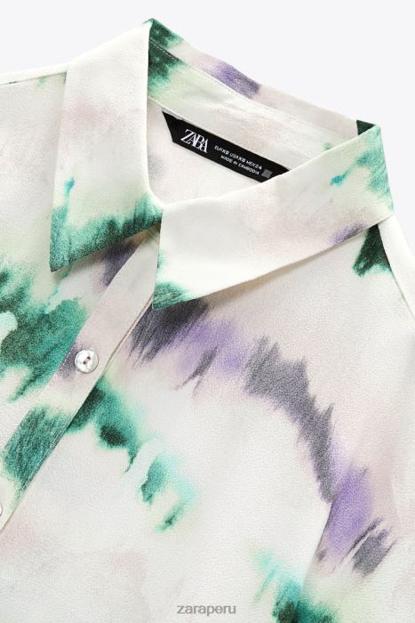 Zara mujer camisa teñida de corbata BDP8J406 ropa multicolor