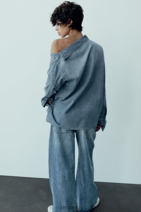 Zara mujer camisa vaquera asimétrica trf BDP8J287 ropa azul claro