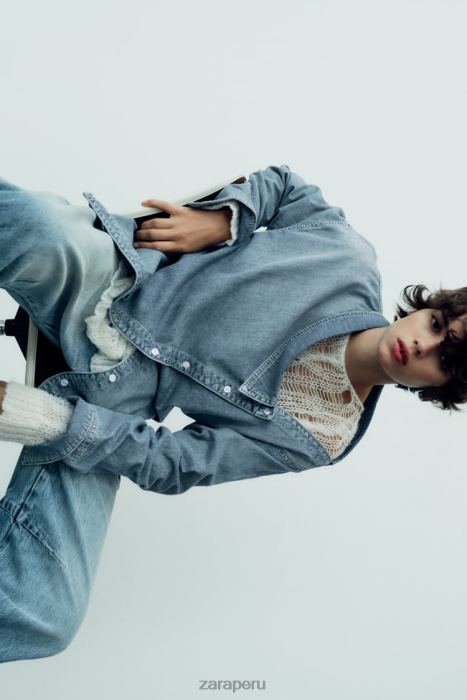 Zara mujer camisa vaquera asimétrica trf BDP8J287 ropa azul claro