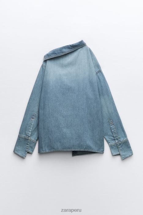 Zara mujer camisa vaquera asimétrica trf BDP8J287 ropa azul claro