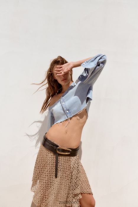 Zara mujer camisa vaquera asimétrica trf BDP8J452 ropa azul