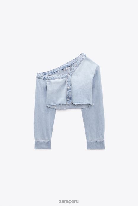 Zara mujer camisa vaquera asimétrica trf BDP8J452 ropa azul