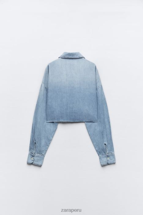 Zara mujer camisa vaquera corta trf BDP8J409 ropa azul