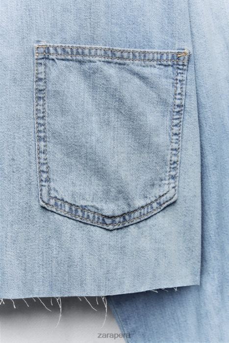 Zara mujer camisa vaquera corta trf BDP8J409 ropa azul