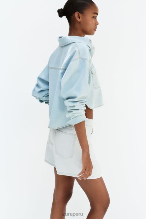 Zara mujer camisa vaquera corta z1975 BDP8J408 ropa azul claro