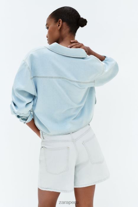 Zara mujer camisa vaquera corta z1975 BDP8J408 ropa azul claro