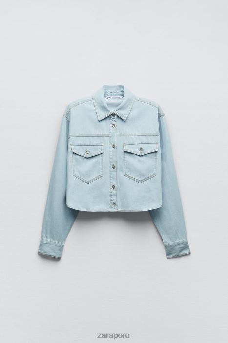 Zara mujer camisa vaquera corta z1975 BDP8J408 ropa azul claro