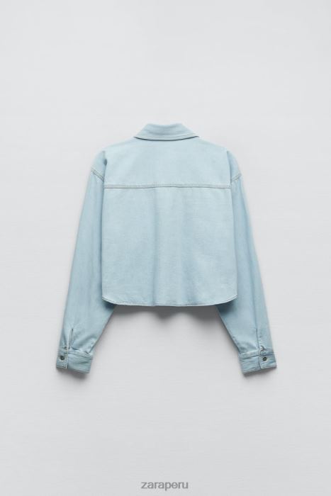 Zara mujer camisa vaquera corta z1975 BDP8J408 ropa azul claro