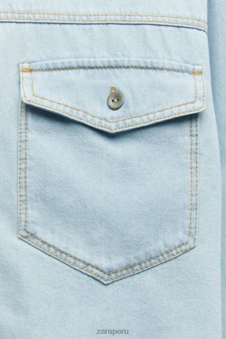 Zara mujer camisa vaquera corta z1975 BDP8J408 ropa azul claro