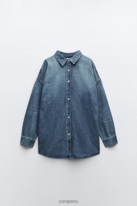 Zara mujer camisa vaquera oversize trf BDP8J333 ropa azul
