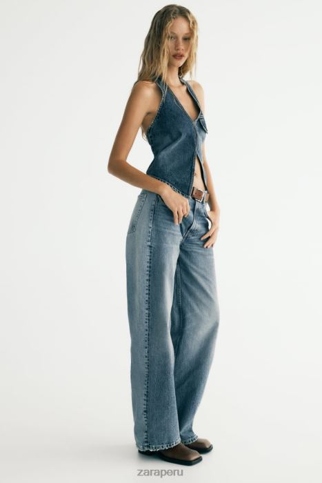 Zara mujer top asimétrico de mezclilla trf BDP8J330 ropa sólo uno