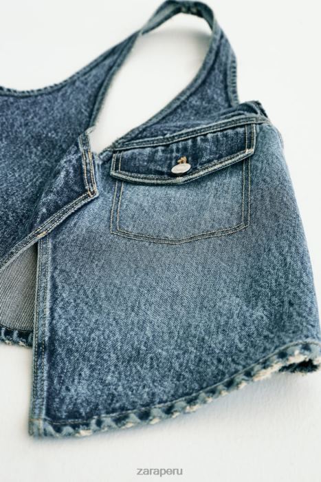 Zara mujer top asimétrico de mezclilla trf BDP8J330 ropa sólo uno