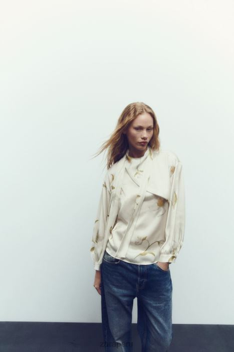 Zara mujer top con efecto satinado y estampado floral BDP8J369 ropa multicolor