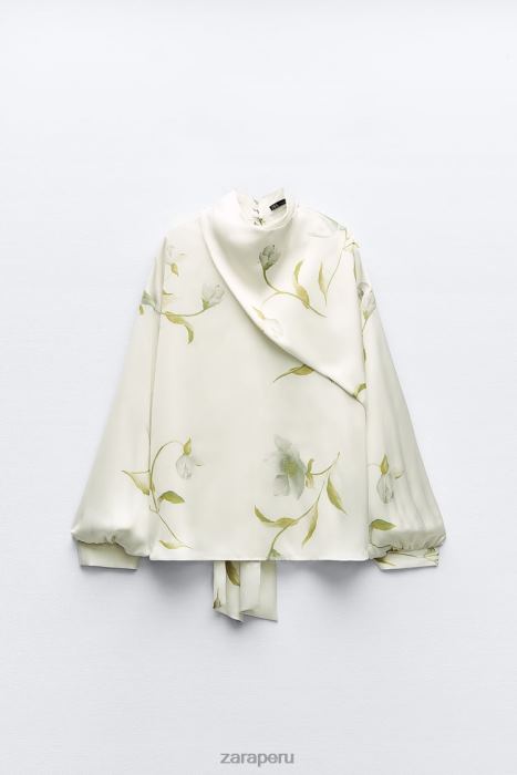 Zara mujer top con efecto satinado y estampado floral BDP8J369 ropa multicolor