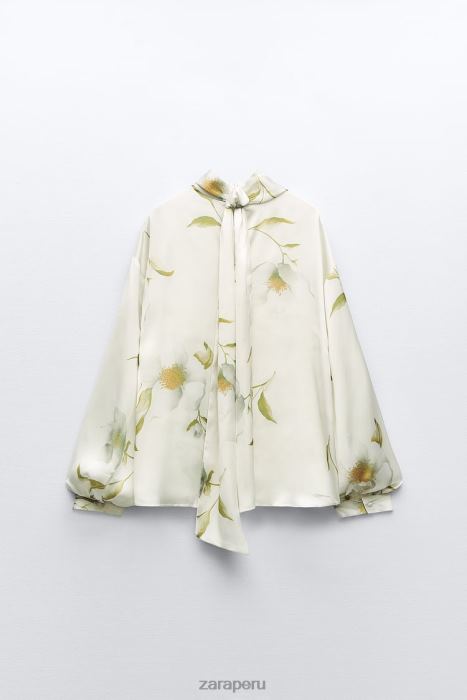 Zara mujer top con efecto satinado y estampado floral BDP8J369 ropa multicolor