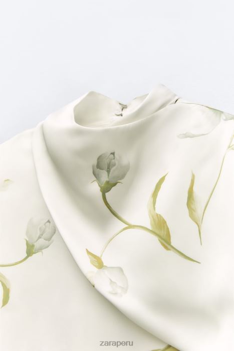 Zara mujer top con efecto satinado y estampado floral BDP8J369 ropa multicolor