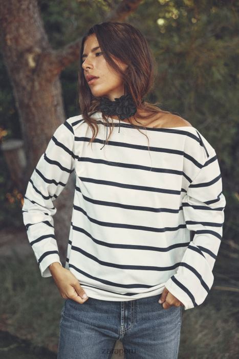 Zara mujer Camiseta de algodón BDP8J468 ropa a rayas