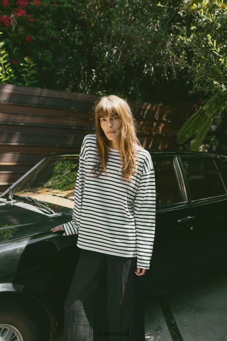 Zara mujer camisa de rayas BDP8J474 ropa blanco negro