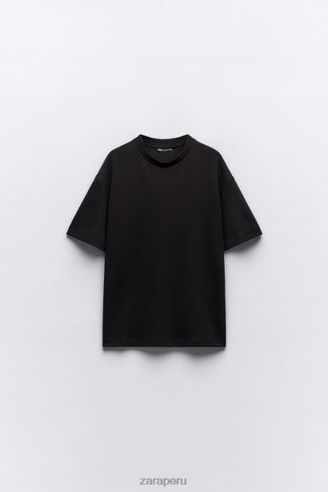 Zara mujer camiseta de gran tamaño BDP8J461 ropa negro