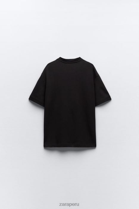 Zara mujer camiseta de gran tamaño BDP8J461 ropa negro