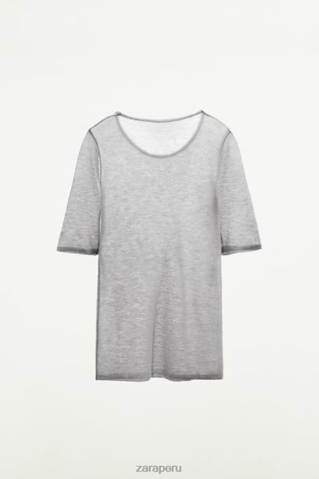 Zara mujer camiseta de lana BDP8J835 ropa gris