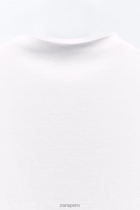 Zara mujer camiseta de tres cuartos con cuello alto BDP8J459 ropa blanco