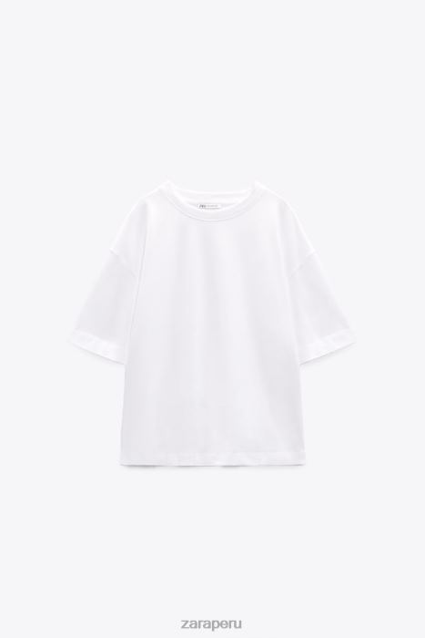 Zara mujer camiseta oversize de algodón BDP8J470 ropa blanco