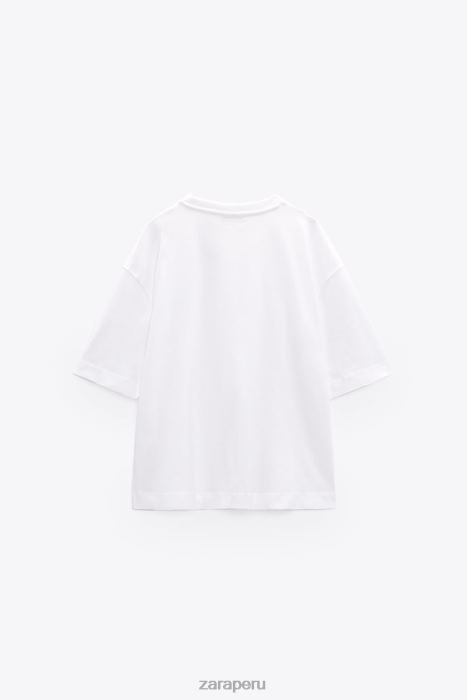 Zara mujer camiseta oversize de algodón BDP8J470 ropa blanco