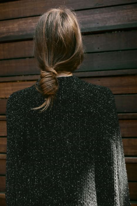 Zara mujer sudadera oversize con hilo metalizado BDP8J465 ropa negro