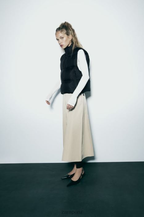 Zara mujer chaleco acolchado corto con protección contra el agua y el viento BDP8J192 ropa negro