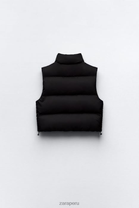 Zara mujer chaleco acolchado corto con protección contra el agua y el viento BDP8J192 ropa negro