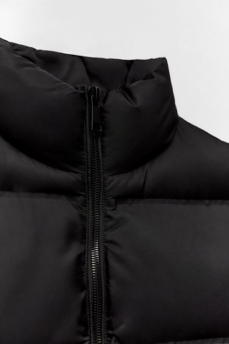 Zara mujer chaleco acolchado corto con protección contra el agua y el viento BDP8J192 ropa negro