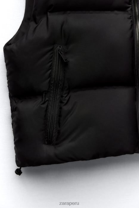 Zara mujer chaleco acolchado corto con protección contra el agua y el viento BDP8J192 ropa negro