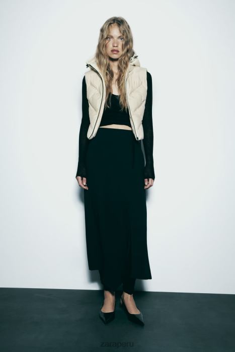 Zara mujer chaleco acolchado repelente al agua y protección contra el viento BDP8J199 ropa blanco negro