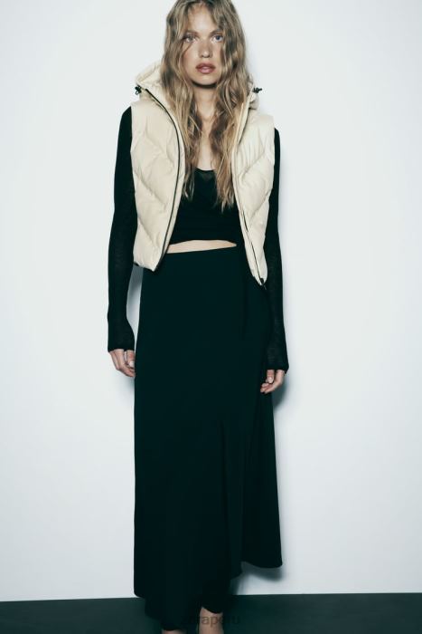 Zara mujer chaleco acolchado repelente al agua y protección contra el viento BDP8J199 ropa blanco negro