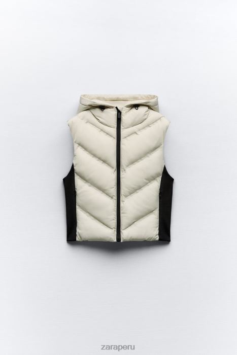 Zara mujer chaleco acolchado repelente al agua y protección contra el viento BDP8J199 ropa blanco negro