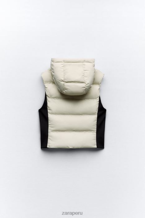 Zara mujer chaleco acolchado repelente al agua y protección contra el viento BDP8J199 ropa blanco negro
