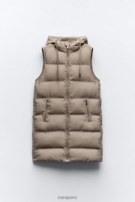 Zara mujer chaleco acolchado repelente al agua y protección contra el viento BDP8J206 ropa visón