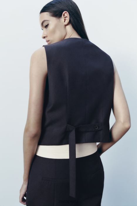 Zara mujer chaleco asimétrico colección zw BDP8J188 ropa Azul marino