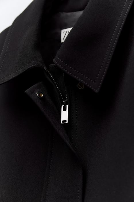 Zara mujer chaleco con cuello camisero y bolsillos BDP8J215 ropa negro