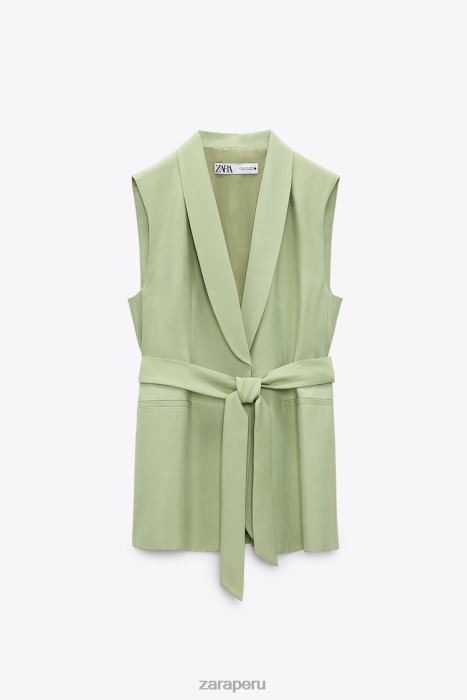 Zara mujer chaleco con cuello de esmoquin BDP8J223 ropa verde pastel