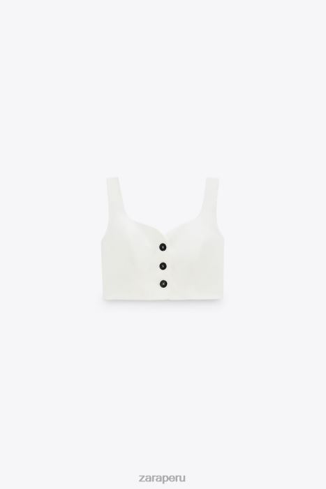 Zara mujer chaleco corto con escote en forma de corazón BDP8J220 ropa blanco