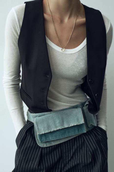 Zara mujer chaleco corto de sastre BDP8J207 ropa negro