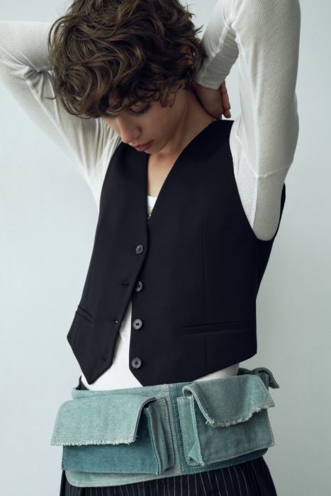 Zara mujer chaleco corto de sastre BDP8J207 ropa negro