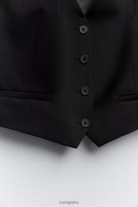 Zara mujer chaleco corto de sastre BDP8J207 ropa negro